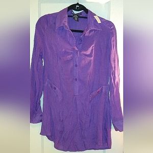NWOT  L/S Purple button front blouse